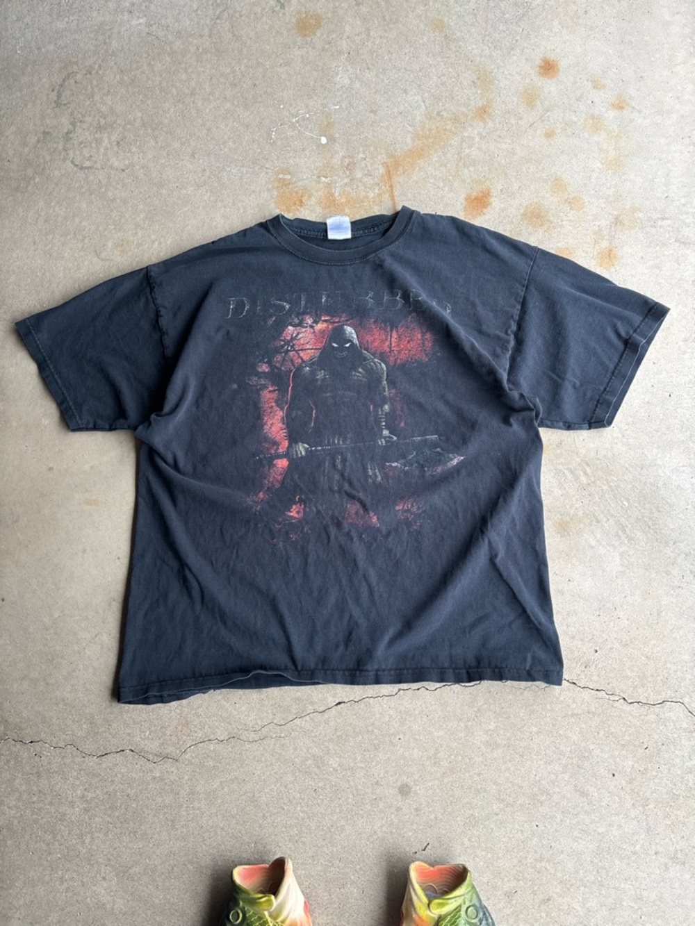 Vintage Disturbed Boxy Faded Black Band Tee
